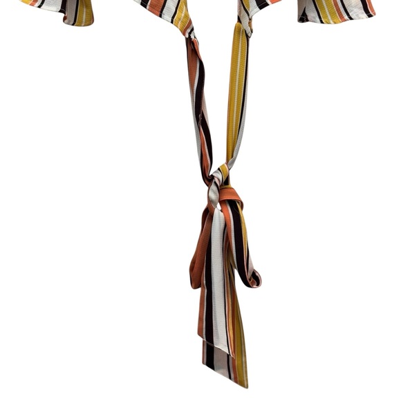 Forever 21 Striped Tie Front Woven Crop Top Small Women - Picture 3 of 14